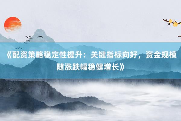 《配资策略稳定性提升：关键指标向好，资金规模随涨跌幅稳健增长》