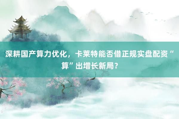 深耕国产算力优化，卡莱特能否借正规实盘配资“算”出增长新局？