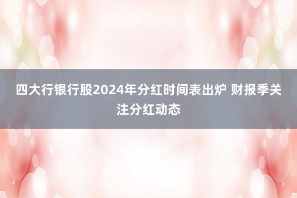 四大行银行股2024年分红时间表出炉 财报季关注分红动态