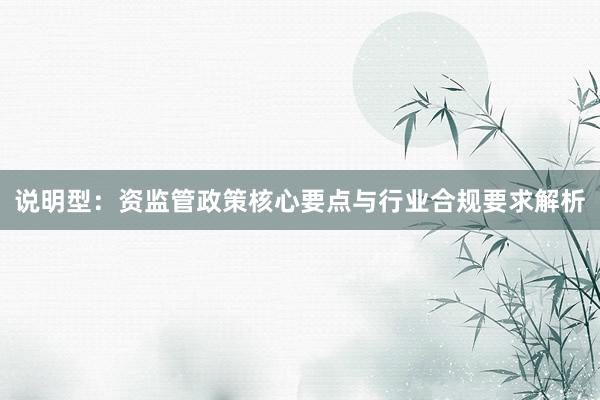 说明型：资监管政策核心要点与行业合规要求解析