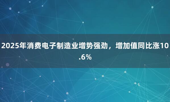 2025年消费电子制造业增势强劲，增加值同比涨10.6%