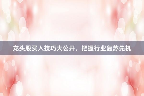 龙头股买入技巧大公开，把握行业复苏先机