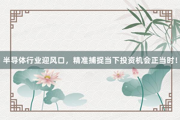 半导体行业迎风口，精准捕捉当下投资机会正当时！
