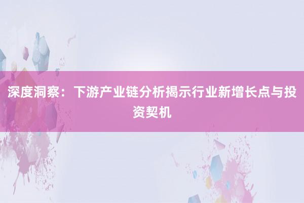 深度洞察：下游产业链分析揭示行业新增长点与投资契机