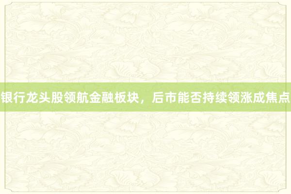 银行龙头股领航金融板块，后市能否持续领涨成焦点