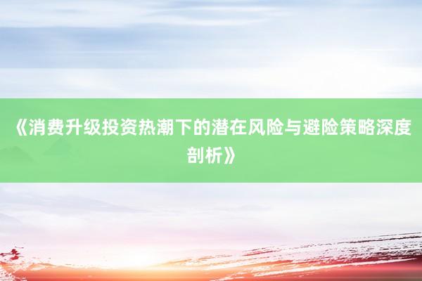 《消费升级投资热潮下的潜在风险与避险策略深度剖析》
