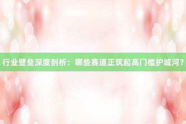 行业壁垒深度剖析：哪些赛道正筑起高门槛护城河？