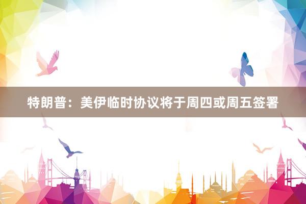 特朗普：美伊临时协议将于周四或周五签署