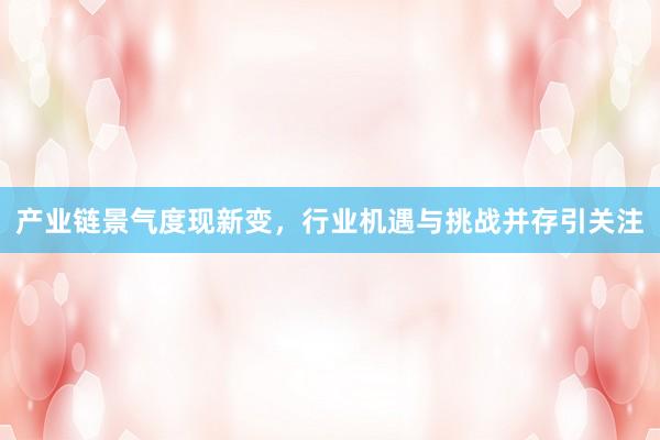 产业链景气度现新变，行业机遇与挑战并存引关注
