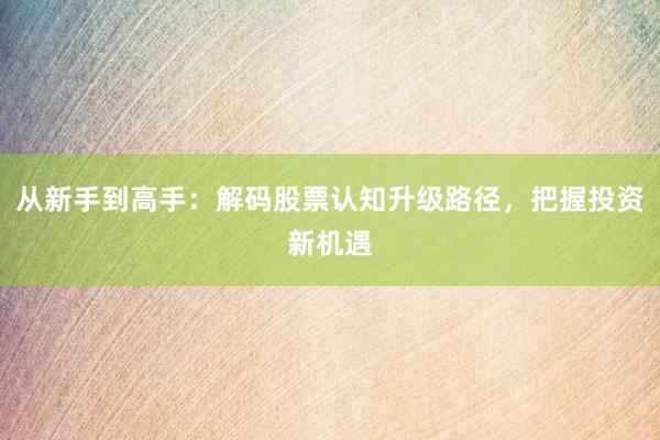 从新手到高手：解码股票认知升级路径，把握投资新机遇