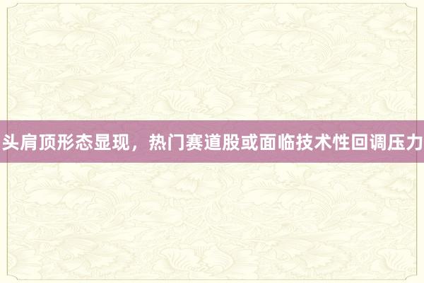 头肩顶形态显现,热门赛道股或面临技术性回调压力