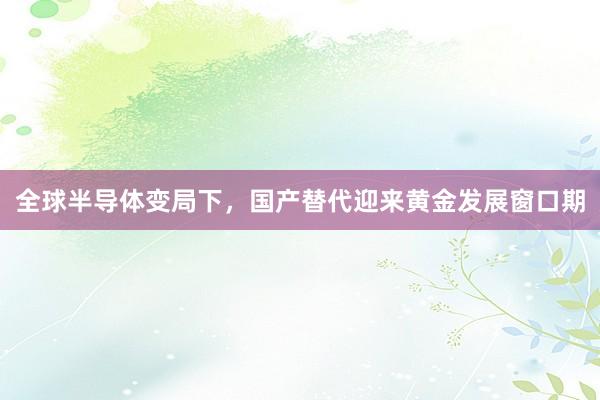 全球半导体变局下,国产替代迎来黄金发展窗口期