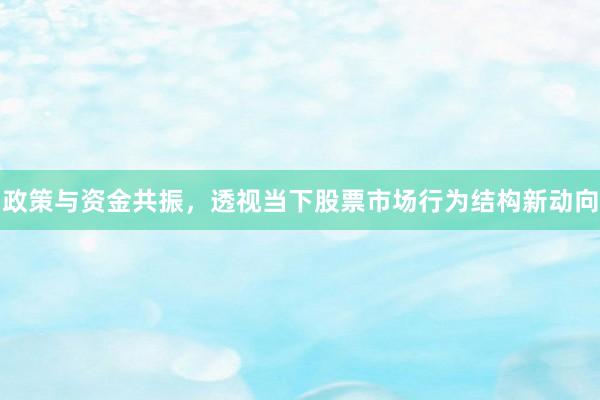 政策与资金共振，透视当下股票市场行为结构新动向