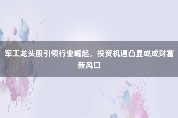 军工龙头股引领行业崛起,投资机遇凸显或成财富新风口