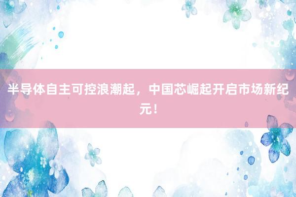 半导体自主可控浪潮起，中国芯崛起开启市场新纪元！