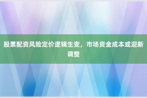 股票配资风险定价逻辑生变，市场资金成本或迎新调整
