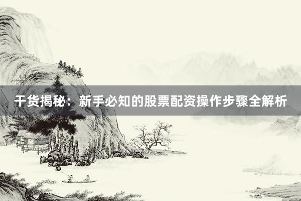 干货揭秘：新手必知的股票配资操作步骤全解析