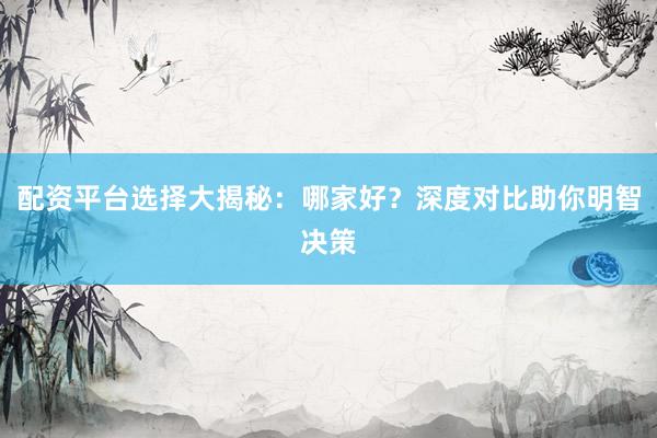 配资平台选择大揭秘：哪家好？深度对比助你明智决策