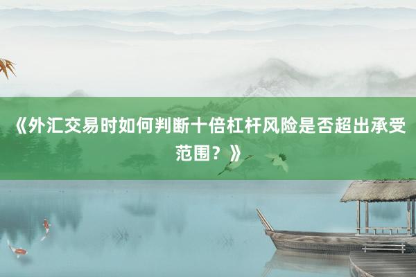 《外汇交易时如何判断十倍杠杆风险是否超出承受范围？》
