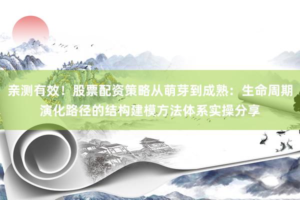 亲测有效！股票配资策略从萌芽到成熟：生命周期演化路径的结构建模方法体系实操分享
