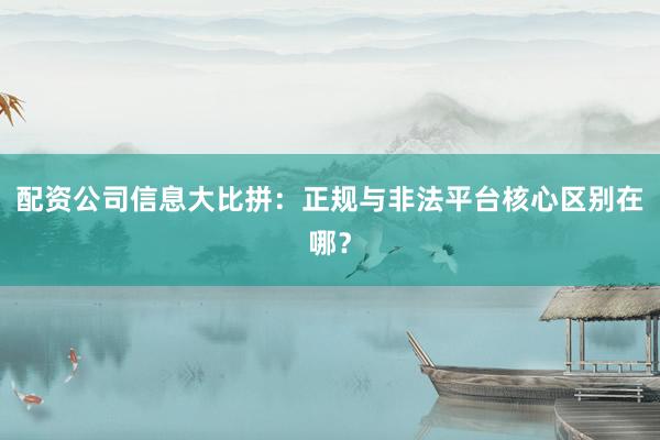 配资公司信息大比拼：正规与非法平台核心区别在哪？